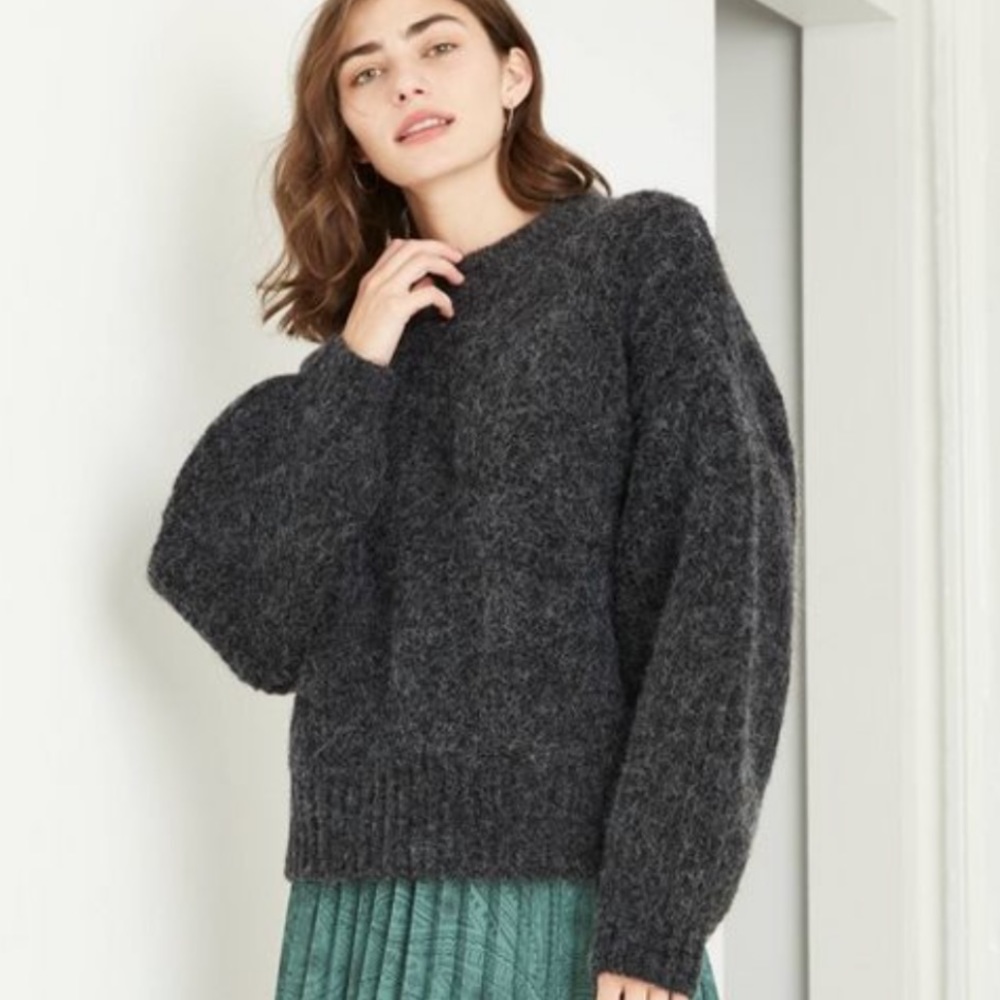 A new day balloon sleeve pullover charcoal grey M